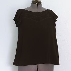 Black flowy blouse with lace detail L